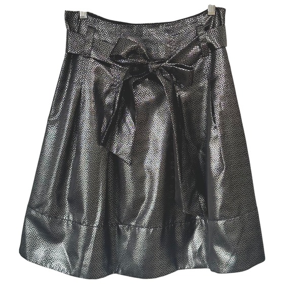 Express Design Studio Women's Size 8 Shiny Metallic Black A-Line Skirt Party - Picture 1 of 5